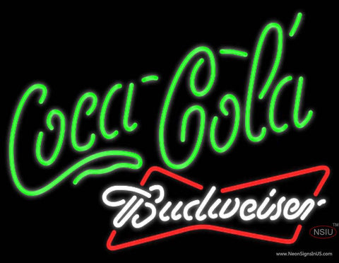 Budweiser White Coca Cola Green Real Neon Glass Tube Neon Sign 