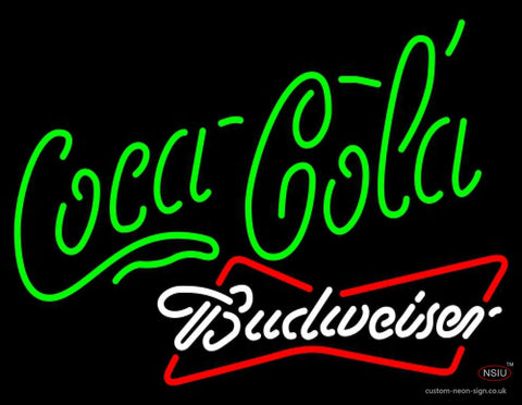 Budweiser White Coca Cola Green Neon Sign   