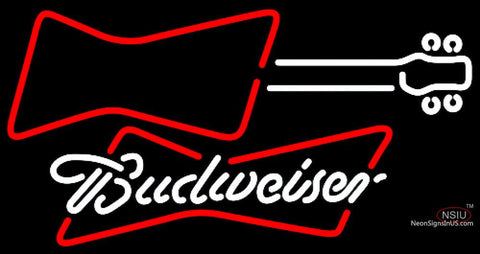 Budweiser White Guitar Red White Neon Sign   