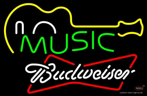 Budweiser White Music Guitar Neon Sign  7 