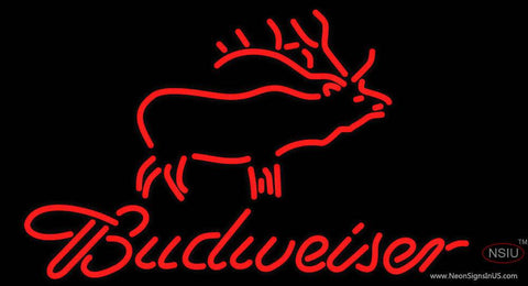 Budweiser With Deer Real Neon Glass Tube Neon Sign 