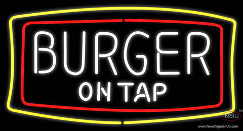 Burger On Tap Real Neon Glass Tube Neon Sign 