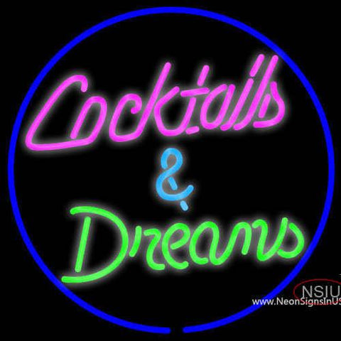 Cocktails Dreams Real Neon Glass Tube Neon Sign x 