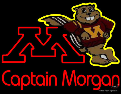 Captain Morgan Minnesota Golden Gophers Hockey Neon Sign  