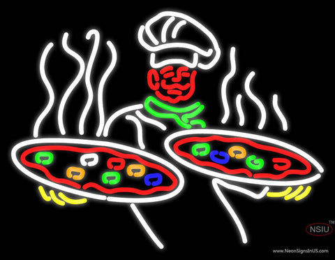 Chef With Pizza Real Neon Glass Tube Neon Sign 