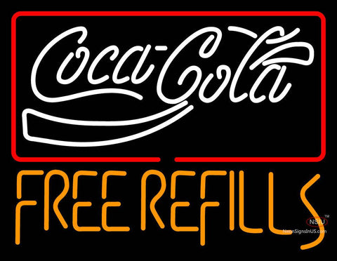 Coca Cola Free Refills Neon Sign 