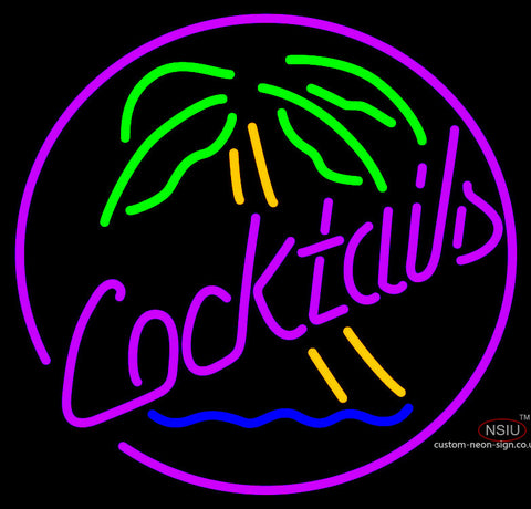 Cocktail Oval Palm Tree Neon Sign x 