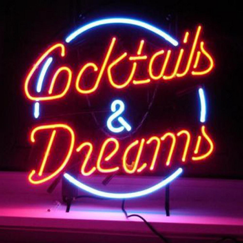 Cocktails and Dreams Handmade Art Neon Sign