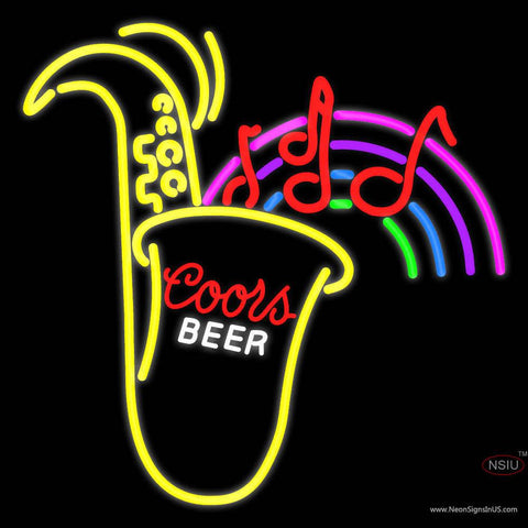 Coors Beer Saxophone Real Neon Glass Tube Neon Sign 
