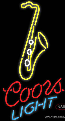 Coors Light Yellow Saxophone Real Neon Glass Tube Neon Sign 