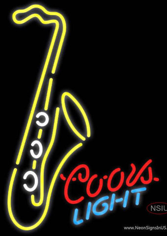 Coors Light Neon Yellow Saxophone Real Neon Glass Tube Neon Sign  7 