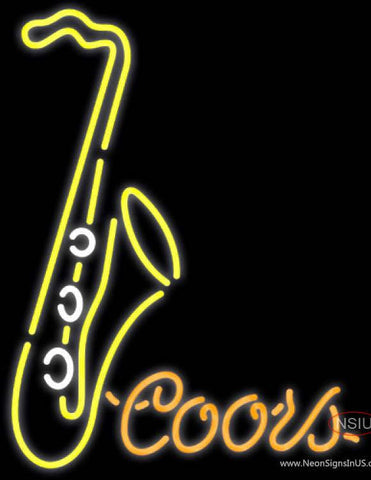 Coors Neon Yellow Saxophone Real Neon Glass Tube Neon Sign 