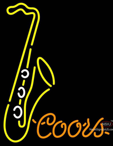 Coors Neon Yellow Saxophone Neon Sign   