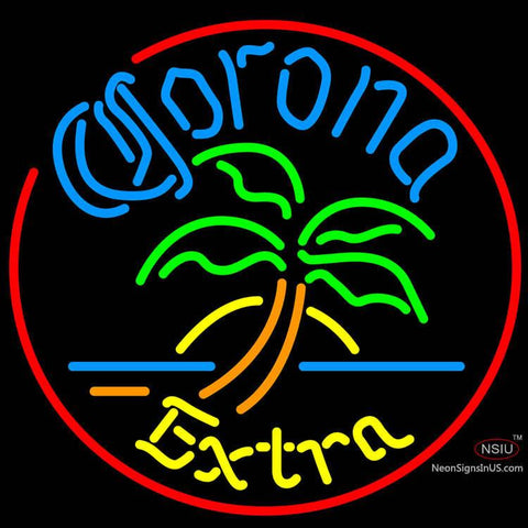 Corona Extra Circle Palm Tree Neon Beer Sign x 