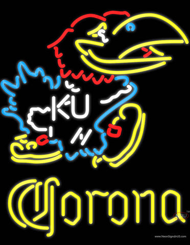 Corona Kansas Jayhawks Logo Real Neon Glass Tube Neon Sign