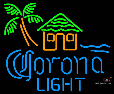 Corona Light Tiki Hut W Palm Tree Neon Beer Sign 