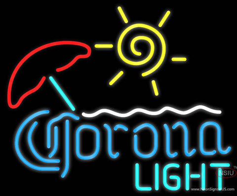 Corona Light Umbrella With Sun Neon Beer Sign 