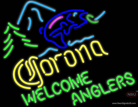 Corona Light Welcome Anglers Neon Beer Sign
