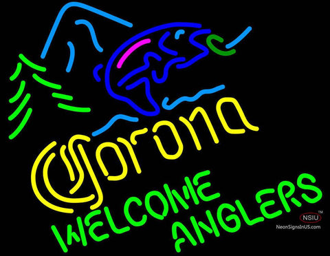 Corona Light Welcome Anglers Neon Beer Sign 