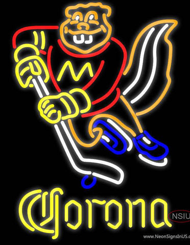 Corona Minnesota Golden Gophers Hockey Real Neon Glass Tube Neon Sign