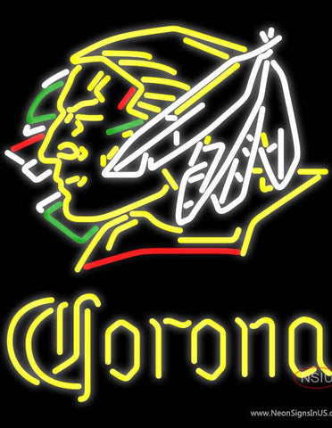 Corona North Dakota Fighting Sioux Hockey Real Neon Glass Tube Neon Sign