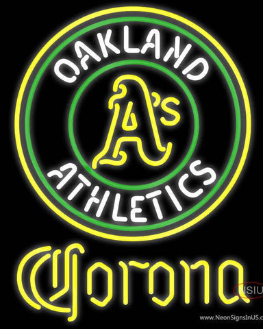 Corona Oakland Athletics MLB Real Neon Glass Tube Neon Sign 