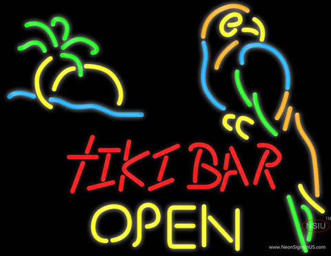 Corona Tiki Bar Palm Tree Parrot Open Neon Beer Sign