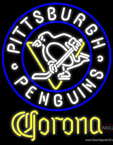 Corona Pittsburgh Penguins Real Neon Glass Tube Neon Sign 