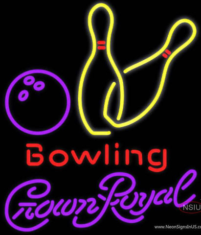 Crown Royal Bowling Neon Yellow Real Neon Glass Tube Neon Sign  7 