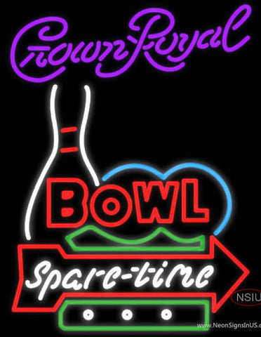 Crown Royal Bowling Spare Time Real Neon Glass Tube Neon Sign 