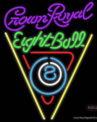 Crown Royal Eight Ball Billiards Pool Real Neon Glass Tube Neon Sign 