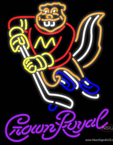 Crown Royal Minnesota Golden Gophers Hockey Real Neon Glass Tube Neon Sign 