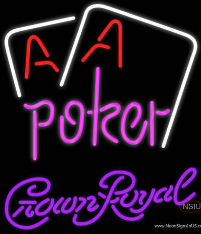 Crown Royal Aces White Cards Poker Real Neon Glass Tube Neon Sign 