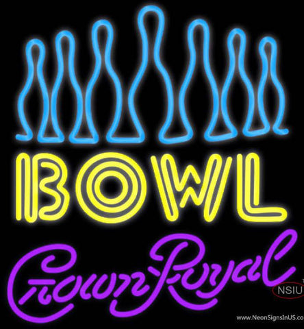 Crown Royal Ten Pin Bowling Real Neon Glass Tube Neon Sign