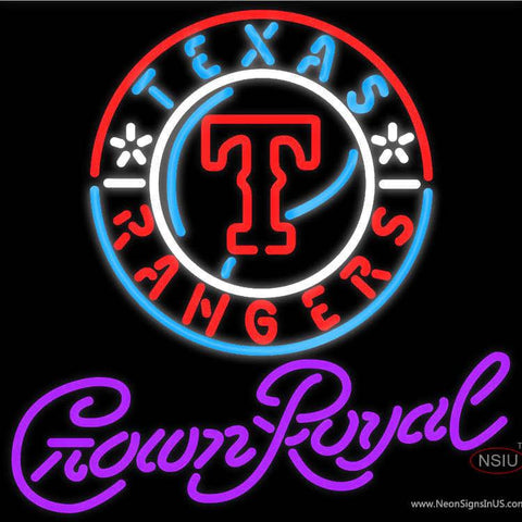 Crown Royal Texas Rangers MLB Real Neon Glass Tube Neon Sign