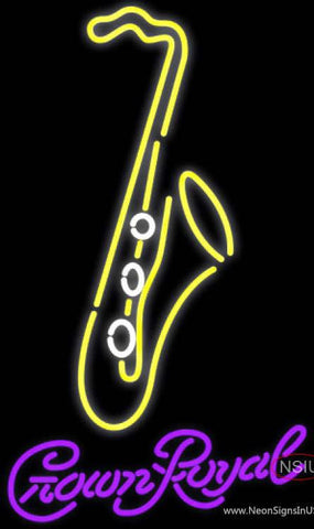 Crown Royal Yellow Saxophone Real Neon Glass Tube Neon Sign 