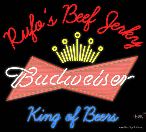 Cusotm Rufos D Jerky Kings Of Beer Budweiser Real Neon Glass Tube Neon Sign 