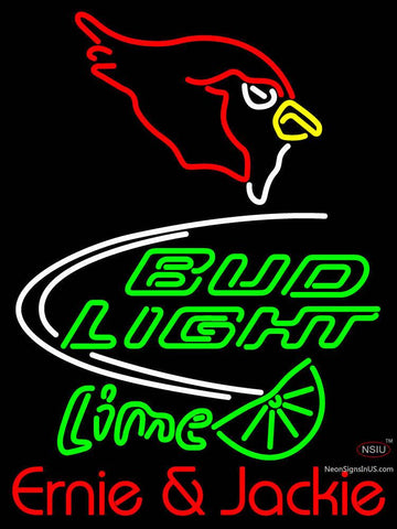Custom Arizona Cardinal Bud Light Lime Ernie And Jackie Neon Sign  