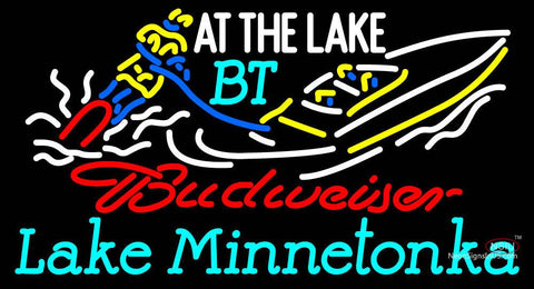 Custom At The Lake Bt Lake Minnetonka With Budweiser Logo Neon Sign  