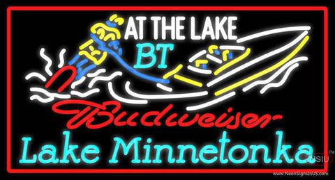 Custom At The Lake Bt Lake Minnetonka With Budweiser Logo Real Neon Glass Tube Neon Sign 