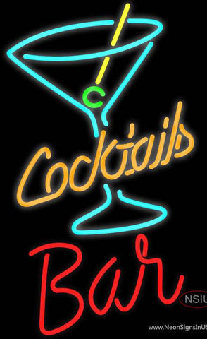 Custom Bar With Cocktail Real Neon Glass Tube Neon Sign