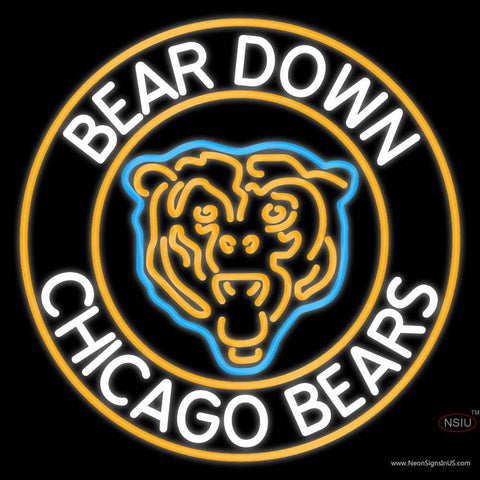 Custom Bear Down Chicago Bears Real Neon Glass Tube Neon Sign 