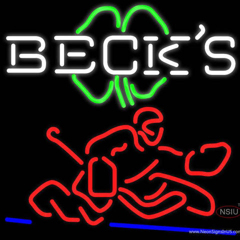 Custom Becks Logo With Shamrock And Hockey Player Real Neon Glass Tube Neon Sign 7 