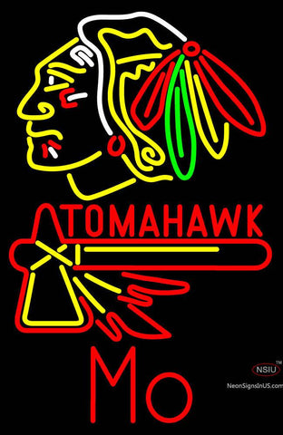 Custom Blackhawks Stock  Tomahawk Logo Mo Neon Sign  