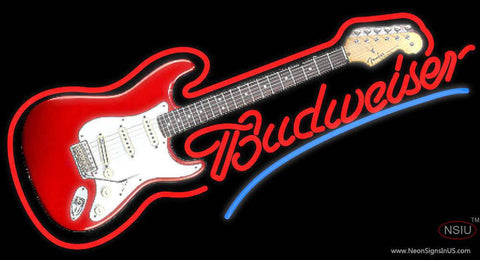 Budweiser Guitar Real Neon Glass Tube Neon Sign 