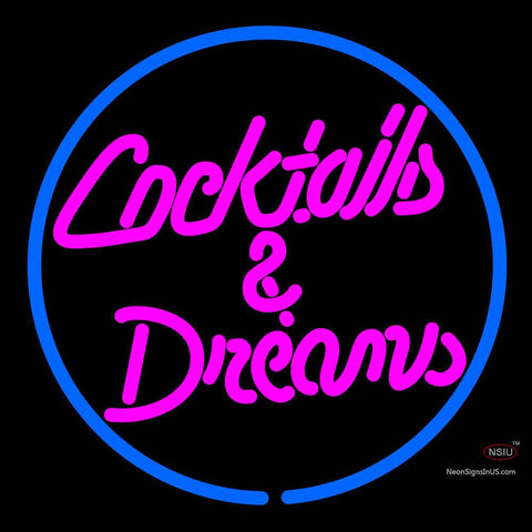 Custom Cocktails Dreams With Border Neon Sign  