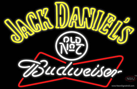 Jack Daniels with Budweiser Logo Real Neon Glass Tube Neon Sign 