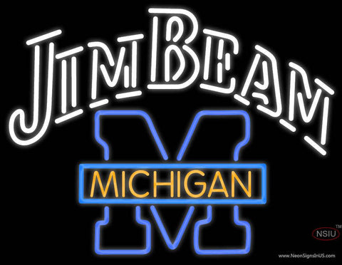 Jim Beam Michigan Logo Real Neon Glass Tube Neon Sign 