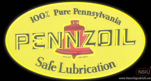 Pennzoil Logo Safe Lubrication Real Neon Glass Tube Neon Sign