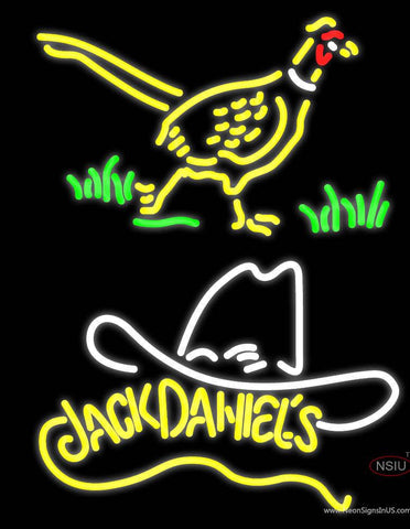 Pheasant And Jack Daniels Yellow Real Neon Glass Tube Neon Sign 